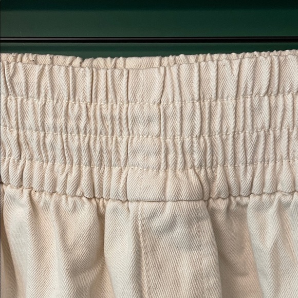 Aerie High Waist Womens L Soft Cream Shorts Wide Waistband Pockets Lightweight - Picture 6 of 8